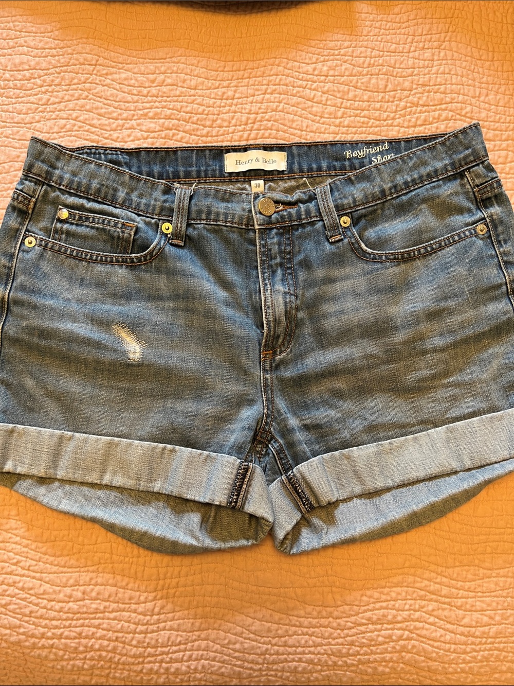 Henry & Belle Women's Dark Blue Cuffed Denim Boyfriend Shorts